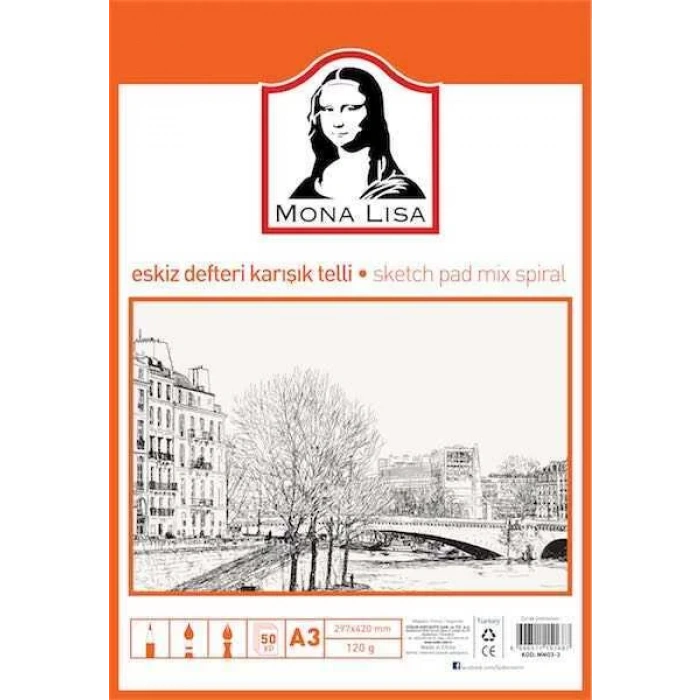 Südor Eskiz Defteri Karışık Telli A3 50 Yaprak