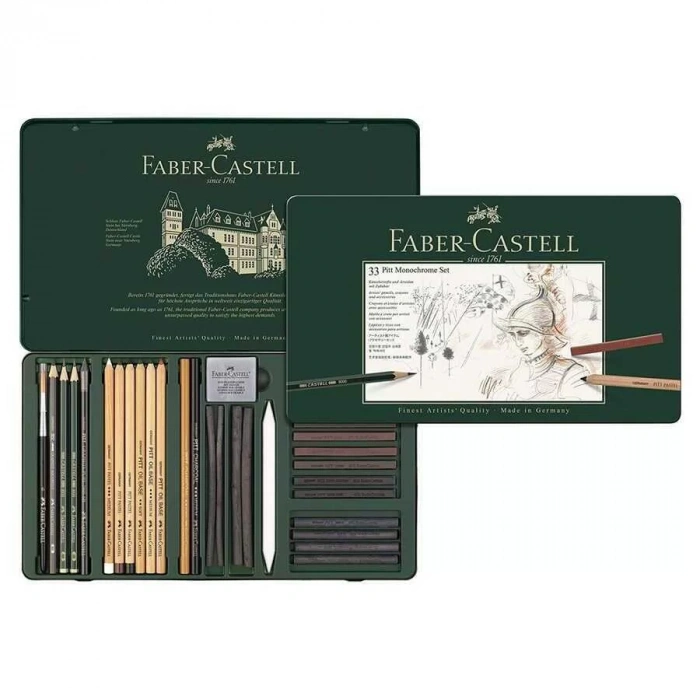 Faber Castell Pitt Mono Chrome Seti Metal Kutu 33 Parça