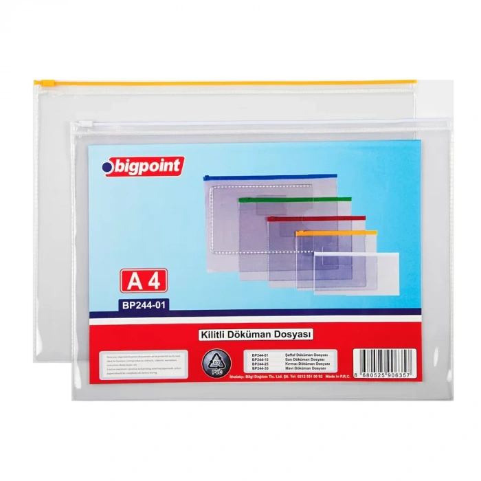 Bigpoint Kilitli Döküman Dosyası A4 PVC Kırmızı