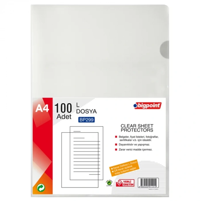 Bigpoint L Dosya Standart 90 Mikron 100lü Paket