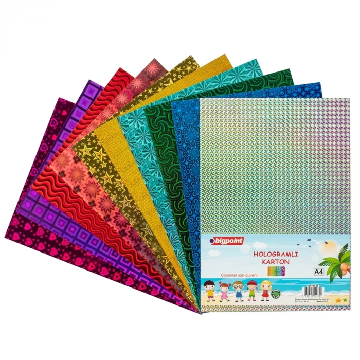 Bigpoint Hologramlı Karton A4 Karışık 10lu Poşet