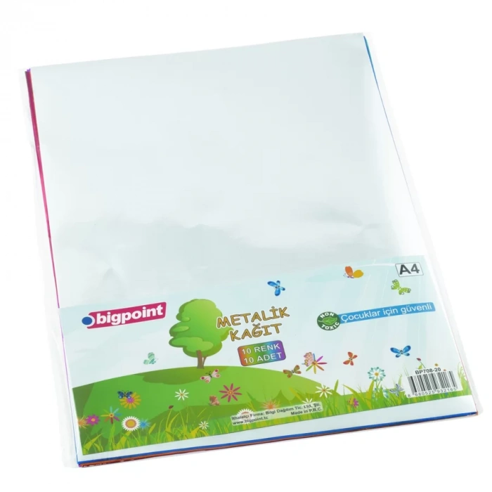 Bigpoint Metalik(Aynalı) Kağıt A4 Karışık 10 Renk - 80 Gram