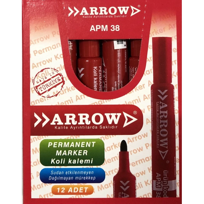 ARROW PERMANENT KIRMIZI KESİK UÇ KOLİ KALEMİ