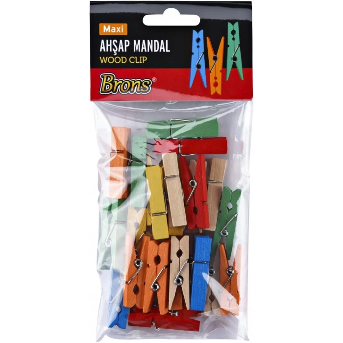 BRONS AHŞAP MANDAL RENKLİ KÜÇÜK BR-904 24LÜ