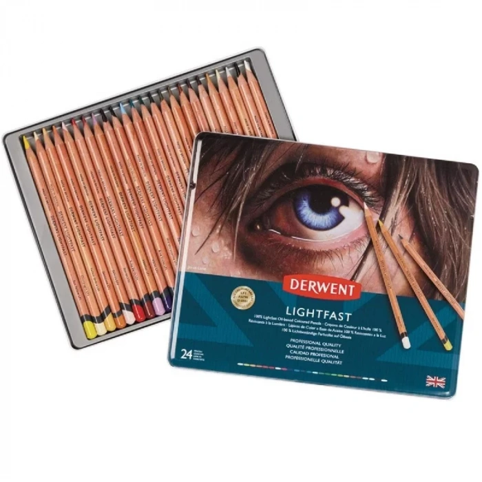 DERWENT LIGHTFAST 24 RENK BOYA KALEMİ TENEKE KUTU 2302720