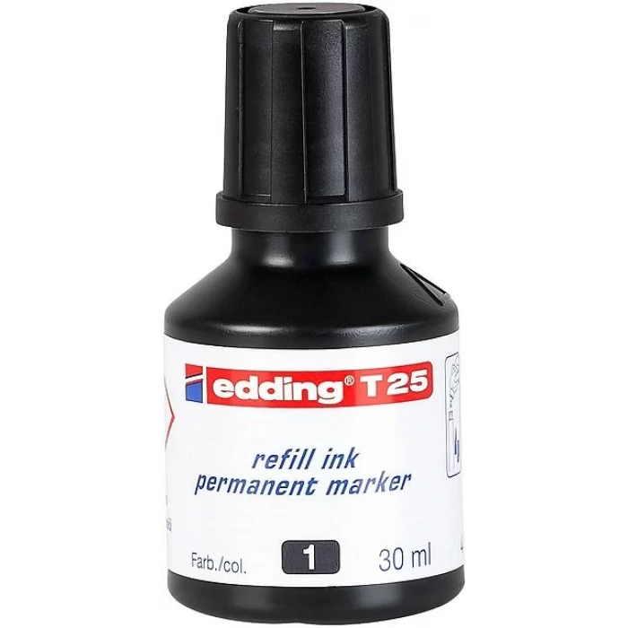 EDDİNG T25 SİYAH PERMANENT MÜREKKEB 25ML