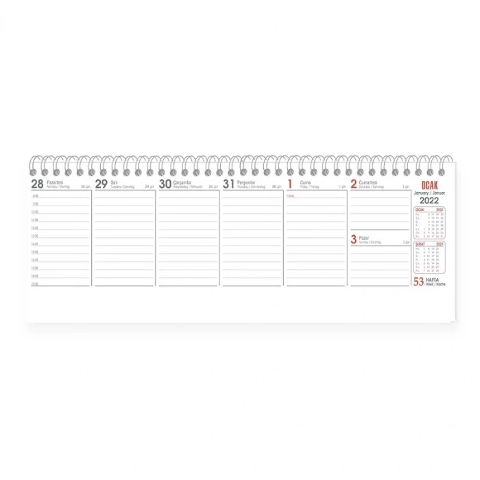KESKİN TAKVİM AJ-65 12x34 HAFTALIK SPİRALLİ MASA TAKVİMİ
