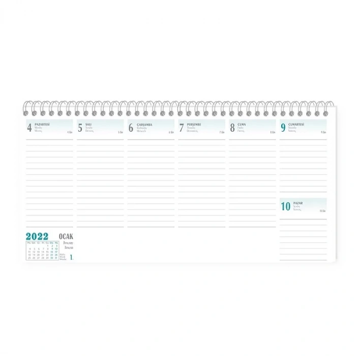 KESKİN TAKVİM AJ-66 16x34 HAFTALIK SPİRALLİ MASA TAKVİMİ