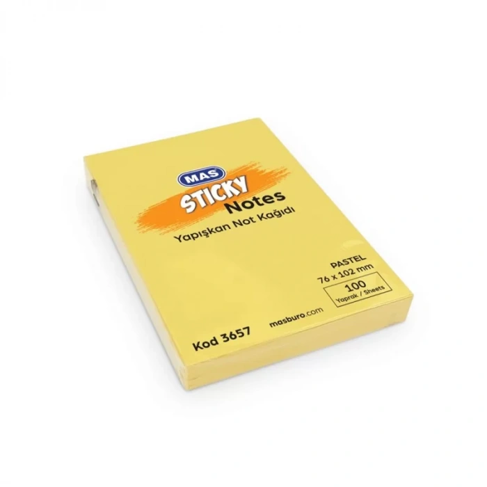 MAS 3657 PASTEL SARI 76x102 100 YP YAPIŞ.NOT KAĞIDI