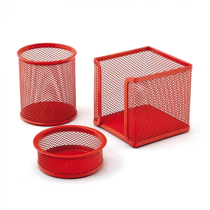 MAS 505 KIRMIZI METAL FİLE 3 LÜ MASA SETİ