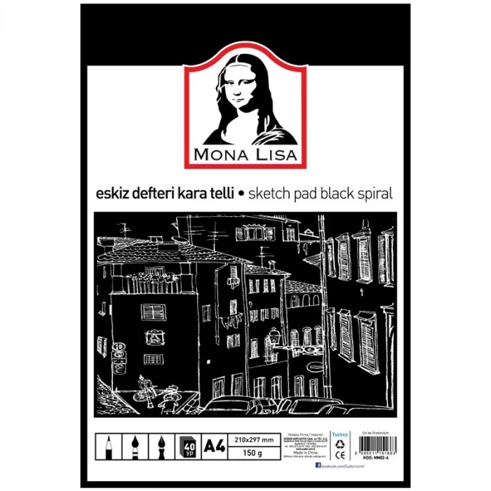 SÜDOR ESKİZ DEFTERİ A4 40 YP KARA SPR MN02-4