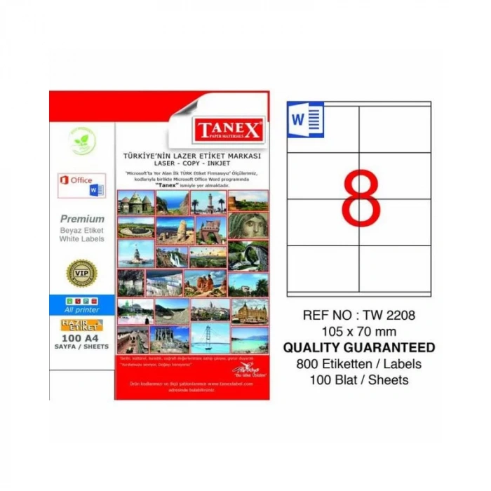 TANEX 105x70 LASER ETİKET TW-2208