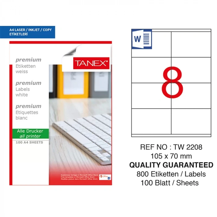 TANEX 105x70 LASER ETİKET TW-2208