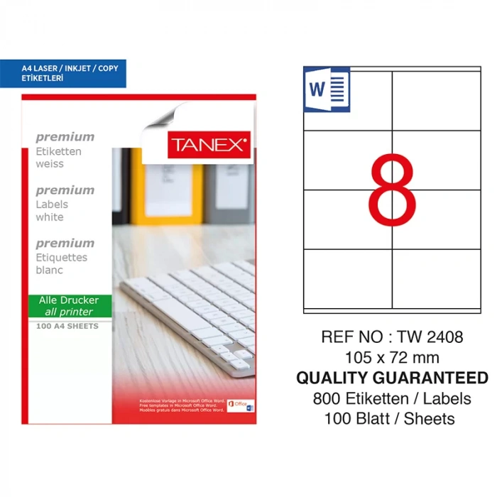 TANEX 105x72 LASER ETİKET TW-2408