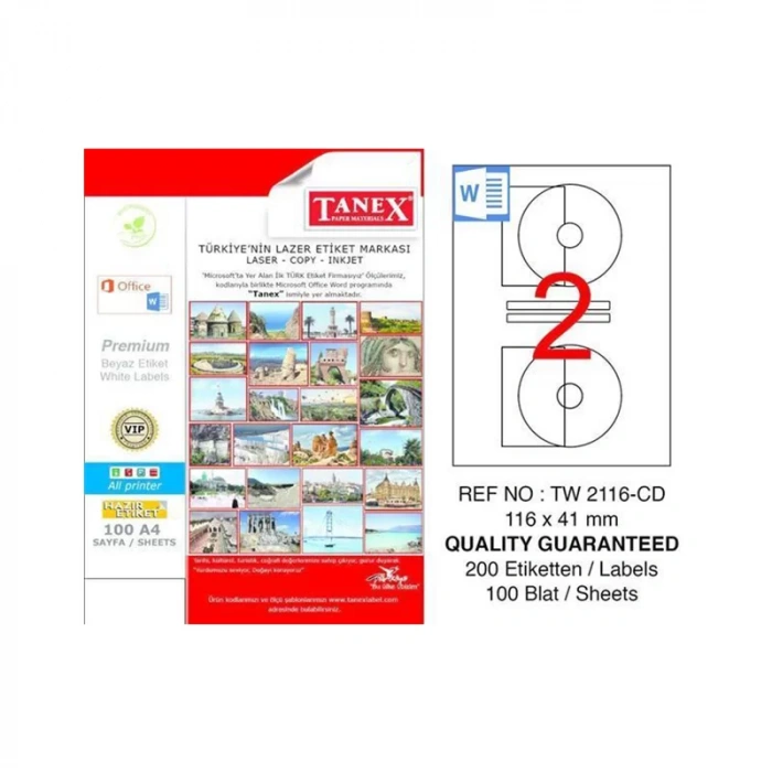 TANEX 116x41 LASER ETİKET TW-2116