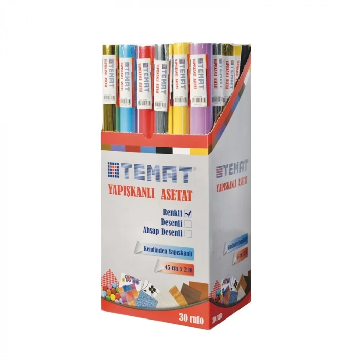 TEMAT 45 cm x 2 mt RENKLİ YAPIŞKANLI ASETAT 92365