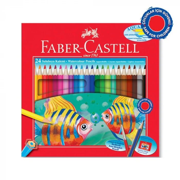 Faber Castell Aquarel Kuru Boya Kalemi Karton Kutu 24 Renk