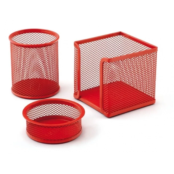 Mas 505 Metal Perforeli 3’lü Masa Seti Kırmızı