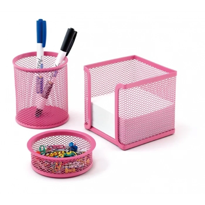 Mas 505 Metal Perforeli 3’lü Masa Seti Pembe