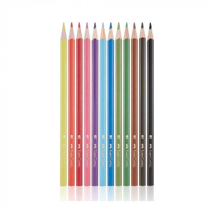 Faber Castell Kuru Boya Kalemi 12 Renk Üçgen Plastk Tüp 5171113313