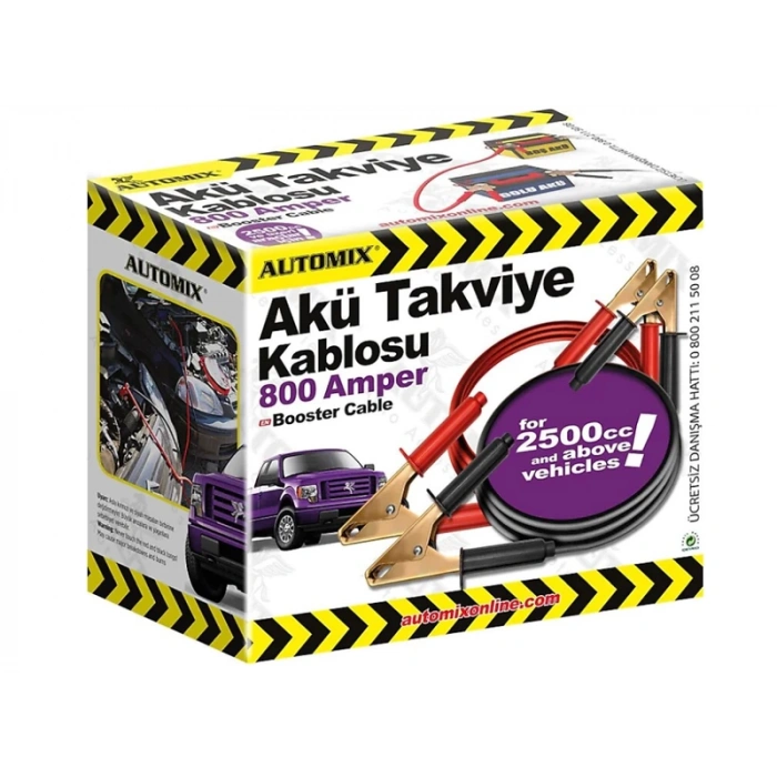 AUTOMİX 44413 AKÜ TAKVİYE KABLOSU 800A (2500cc ve ÜZERİ ARAÇLAR İÇİN)
