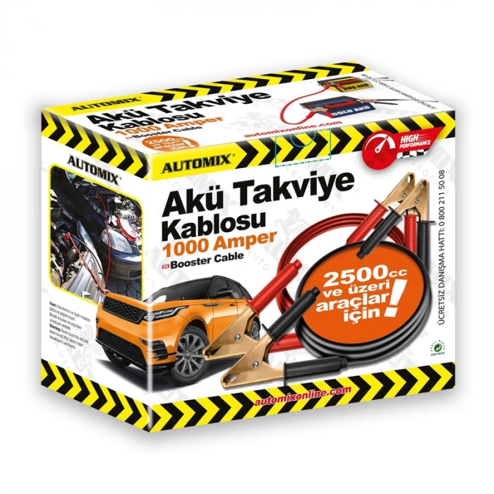 AUTOMİX 44414 AKÜ TAKVİYE KABLOSU 1000A (2500cc ve ÜZERİ ARAÇLAR İÇİN)