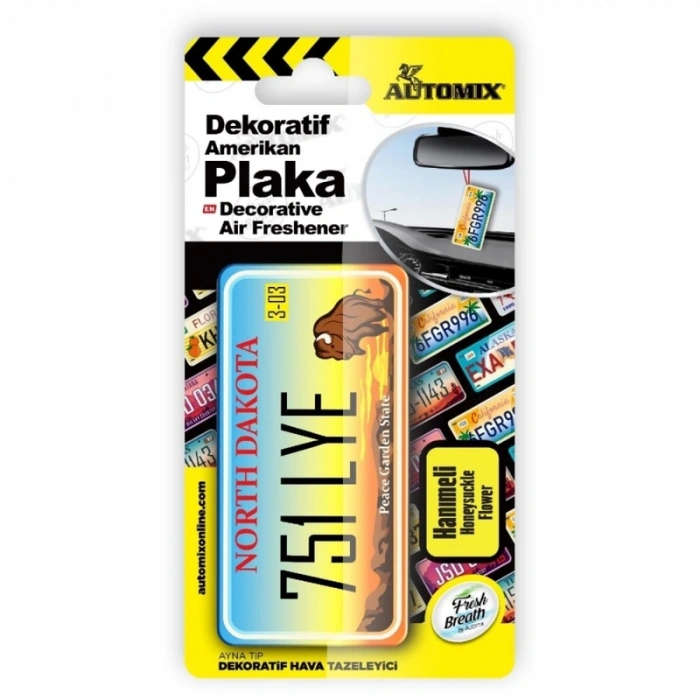AUTOMİX 44623 AYNA TİP PLAKA DEKORATİF HAVA TAZELEYİCİ ARAÇ KOKUSU NORTH DAKOTA HANIMELİ