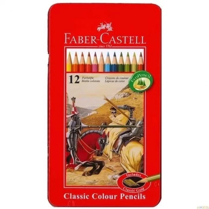 FABER-CASTELL KURU BOYA 12 RENK METAL KUTU (115844)