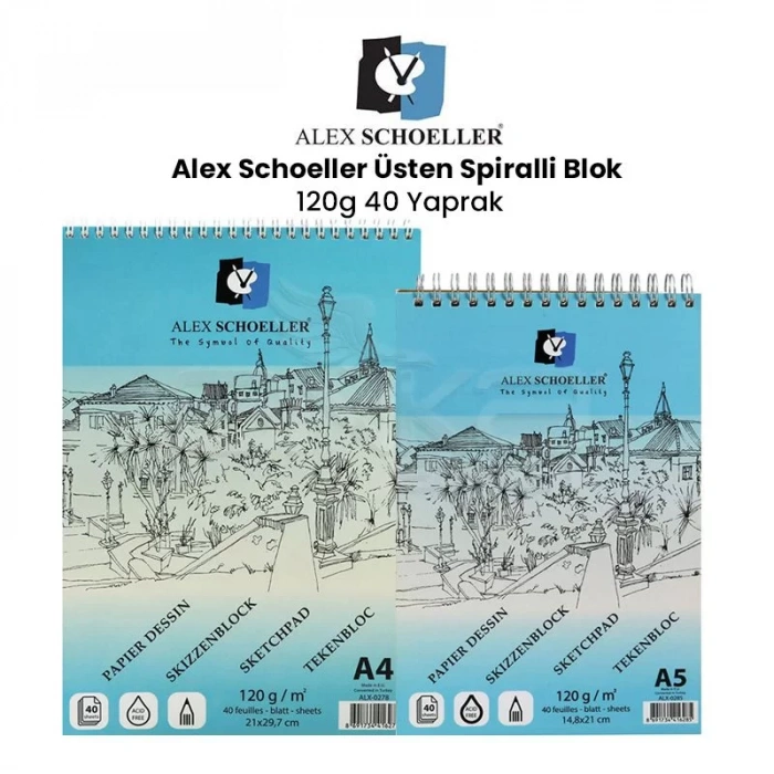 Alex Schoeller Üsten Spiralli Blok 120g 40 Yaprak