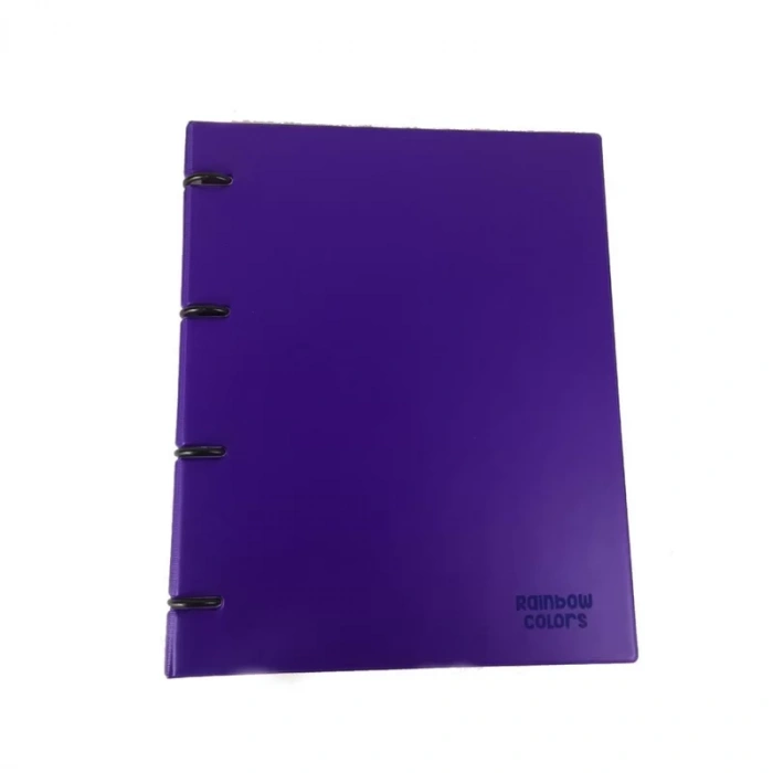 ÖNDER 124-22 RAİNBOW PLASTİK KAPAK HALKALI DOSYA 4 HALKALI MOR
