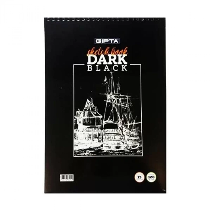 GIPTA DARK SPİRALLİ SİYAH RESİM DEFTERİ A5 15 YAPRAK 40