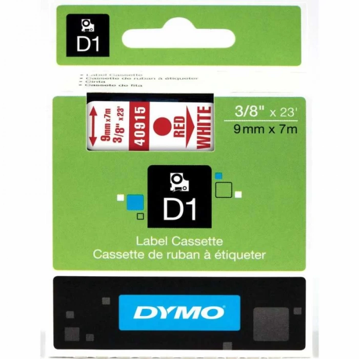DYMO 40915 Beyaz/Kırmızı D1 Yedek Şerit (9 mm x 7 mt)