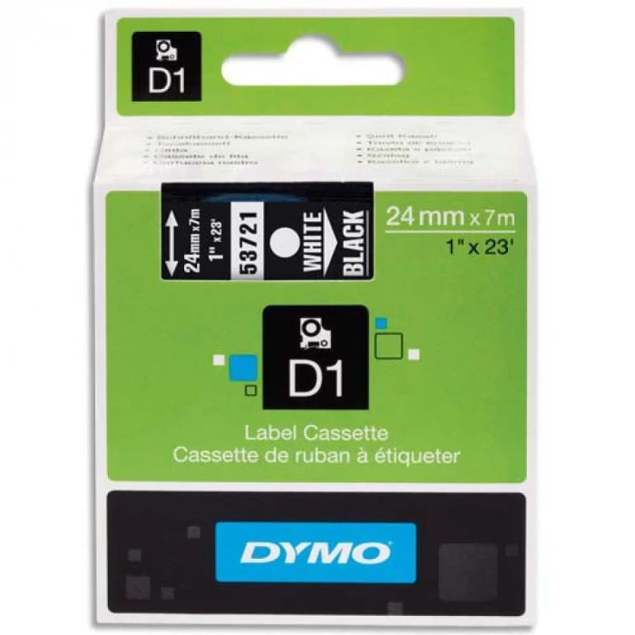 DYMO 53721 Siyah/Beyaz D1 Yedek Şerit (24 mm x 7 mt)