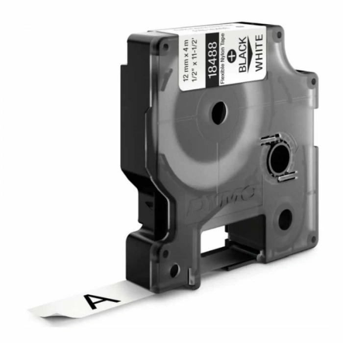 DYMO RhinoPRO 18488 Beyaz/Siyah Esnek Naylon Şerit 12 mm x 3,5 mt