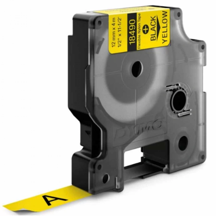 DYMO RhinoPRO 18490 Sarı/Siyah Esnek Naylon Şerit 12 mm x 3,5 mt