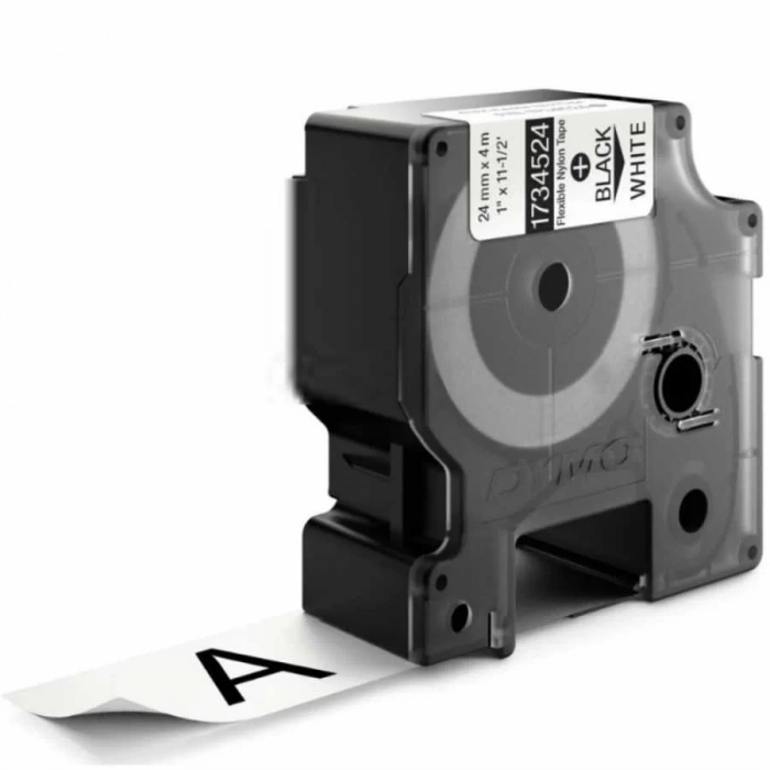 DYMO RhinoPRO 1734524 Beyaz/Siyah Esnek Naylon Şerit 24 mm x 3,5 mt
