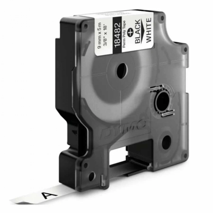 DYMO RhinoPRO 18482 Beyaz/Siyah Sabit Polyester Şerit 9 mm x 5,5 mt