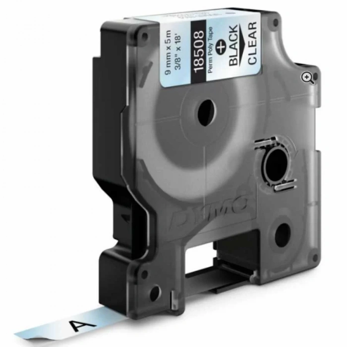 DYMO RhinoPRO 18508 Şeffaf/Siyah Sabit Polyester Şerit 9 mm x 5,5 mt