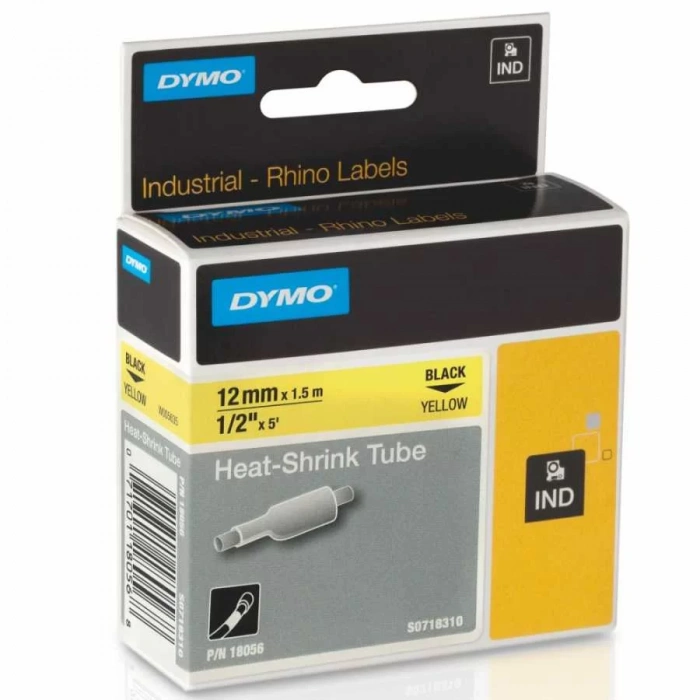 DYMO RhinoPRO 18056 Sarı/Siyah Isıyla Küçülen Şerit 12 mm x 1,5 mt