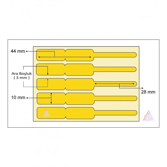 1250 Sarım Kuyumcu Etiketi Renkli Çizgili (İthal ) 10 x 72  Sarı