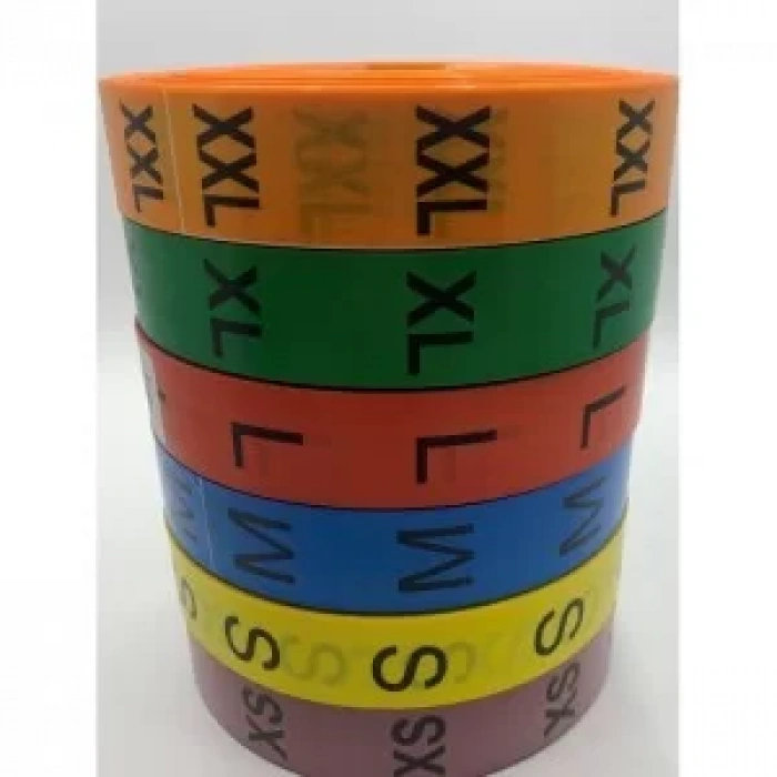 RENKLİ BEDEN ETİKETİ 2XL BEDEN 400 LÜ SARIM 4000 ADET