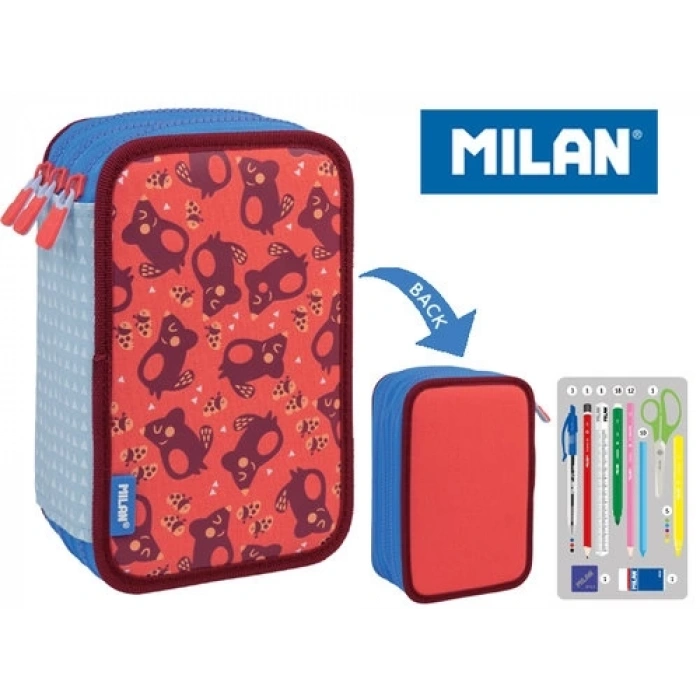 MILAN 081364NLP NET&LIT PEMBE 3 KATLI SET KALEM ÇANTASI