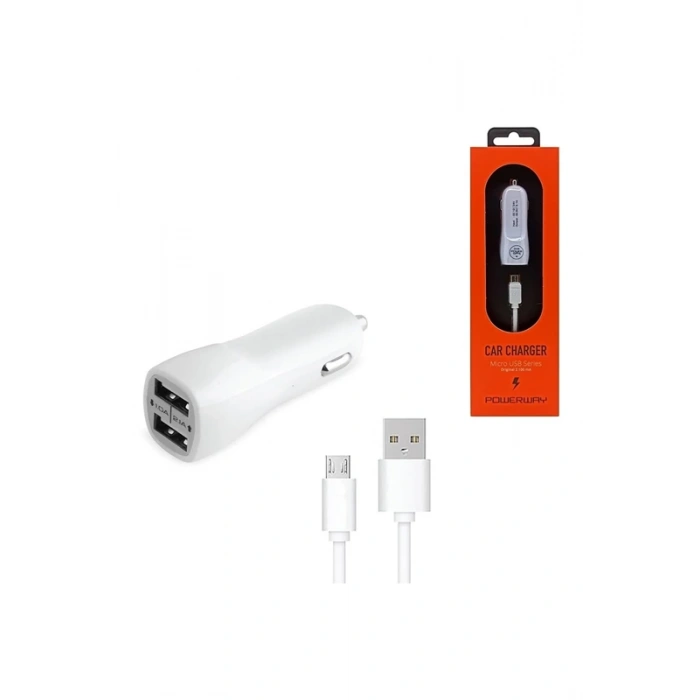 POWERWAY X233 MİCRO USB 2.1A GİRİŞLİ KABLOLU ARAÇ ŞARJ CİHAZI