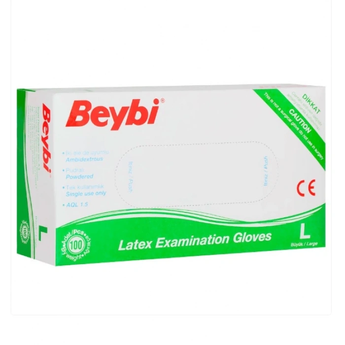 Beybi Lateks Muayene Eldiveni Pudralı ( L ) 20 Kutu