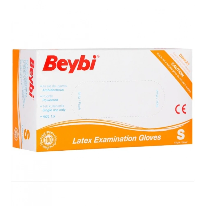 Beybi Lateks Muayene Eldiveni Pudralı ( S ) 100 Adet