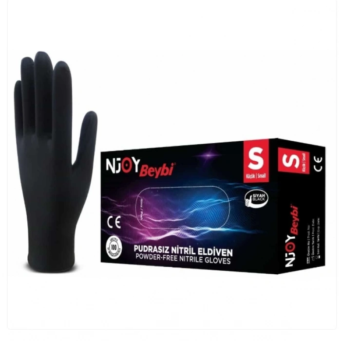 Beybi Njoy Siyah Nitril Medikal Muayene Eldiveni ( S ) 20 Paket