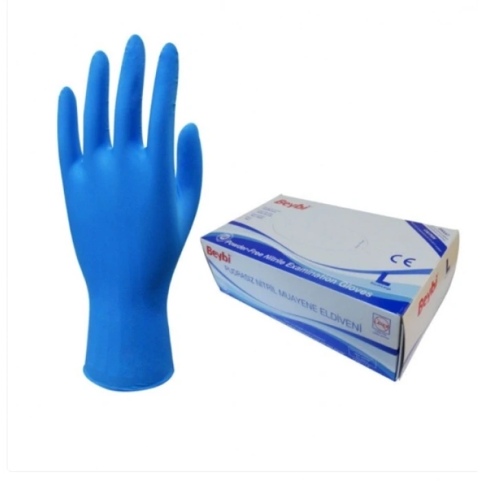 Beybi Pudrasız Mavi Nitril Medikal Muayene Eldiveni ( L ) 2000 Adet