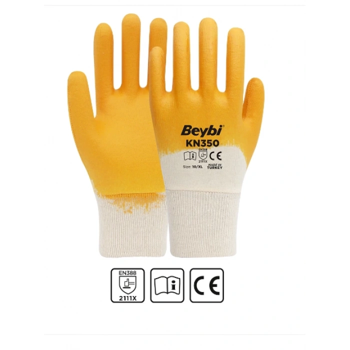 KN-350 İş Eldiveni Nitril Kaplama Pamuk ( 48 Çift )