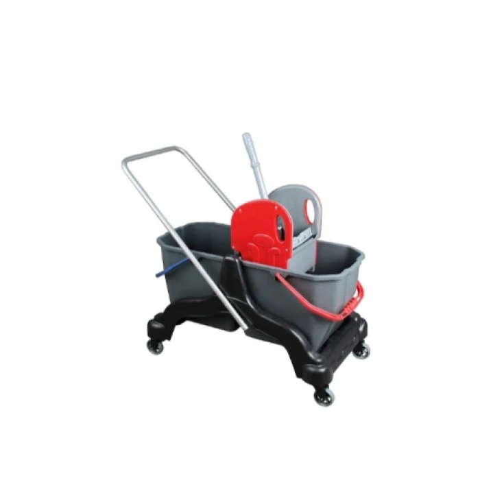 Lüks Çift Kovalı Temizlik Arabası Plastik