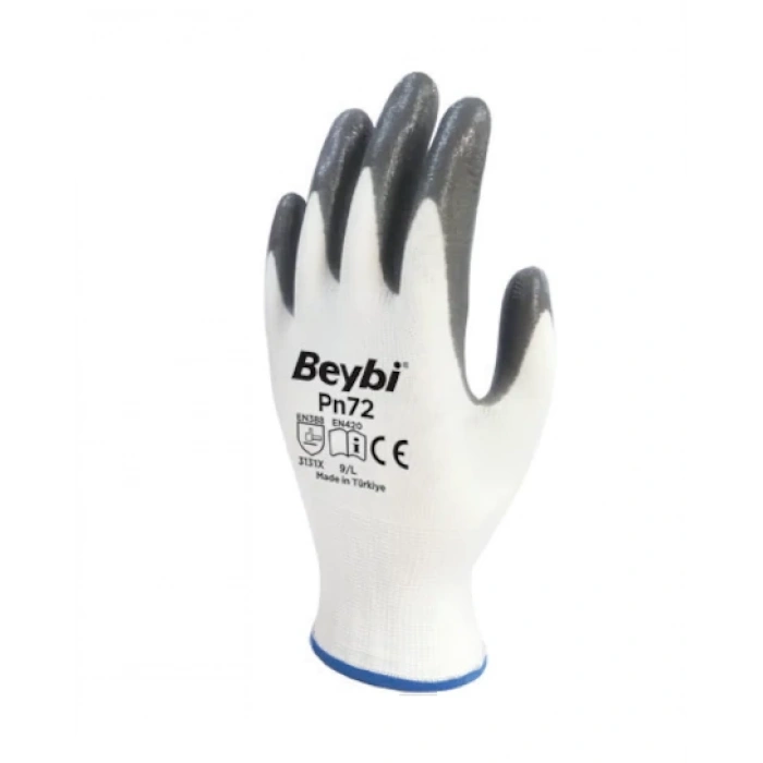 PN72 Gri İş Eldiveni Nitril Kaplama(1 Çift)